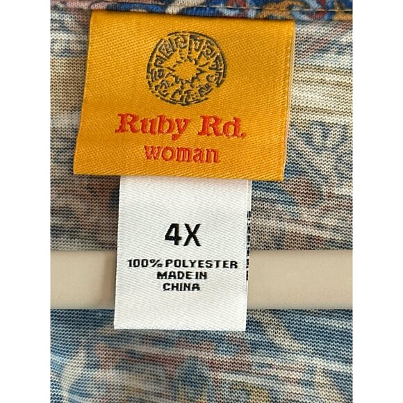 NWT Ruby Rd Women's 4X Sequin Neckline Sublimation Print Top Blouse 26.5"x28.5" - Picture 5 of 9